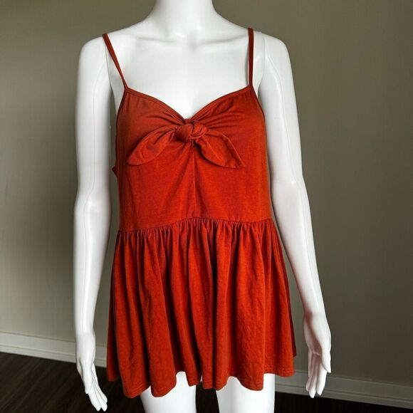 Emery Rose Burnt Orange Baby Doll Bow Tank Top 1XL NWT - Picture 1 of 8